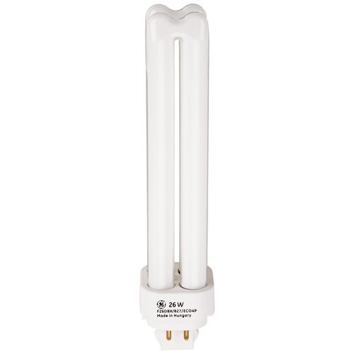 GE 97610 - F26DBX/827/ECO4P - 26 Watt Plug-in Compact Fluorescent Quad Tube Light Bulb, 4 Pin, 2700K (10)