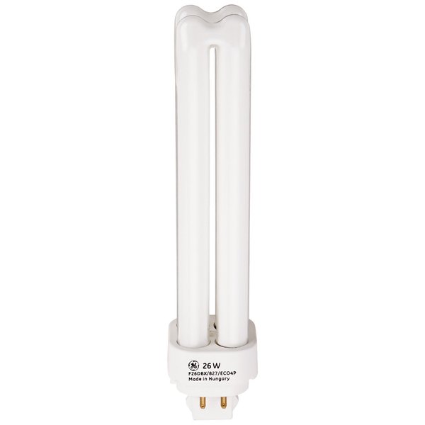 GE 97610 - F26DBX/827/ECO4P - 26 Watt Plug-in Compact Fluorescent Quad Tube Light Bulb, 4 Pin, 2700K (10)