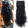 Lelinta 24" Thick Curly Full Head Clip in on Double Weft Hair Extensions Natural Black