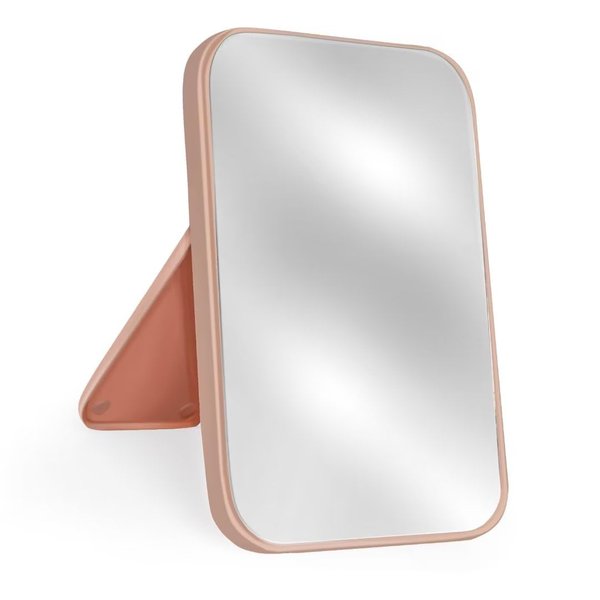 Yatnks 8-Inch Table Desk Vanity Makeup Mirror, Simple Portable Travel Mirror with Stand, Standing and Wall Hanging Dual-use, Pink