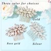 Unicra Rhinestone Bride Wedding Hair Comb Crystal Bridal Hair Piece Bridesmaids Hair Accessories for Women Prom Party Hair Clips (Gold)