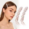 2Pcs Pearl Hair Clips Fashion Handmade Pearl Hair Barrettes Elegant Pearl Hair Clips - Handmade Gold Snap Barrettes - Ideal for Thick Hair & Styling - 2Pcs Set, 7cm x 1cm - Metal Alloy