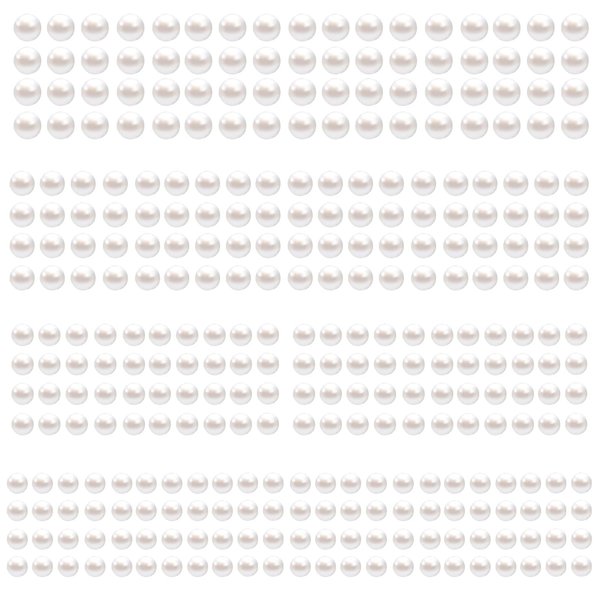 LOMIMOS 3090 Pcs Pearl Stickers,4 Size Self Adhesive Beige Flat Faux Back Pearl Embellishment Stickers Sheet for Face Beauty Makeup Hair Nail Phone DIY Craft Decor, 3/4/5/6mm
