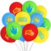 Treasures Gifted Dino Ranch Birthday Party Supplies - 12 Pack - Dino Ranch Balloons - Latex Dino Ranch Birthday Decoration Balloons - 12” Happy Birthday Balloons in Red, Yellow, Green & Blue