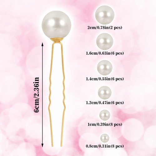 Lusofie 36Pcs Pearl Hair Pins Bridal Hair Pearls Wedding Preals for Hair Pearl Bobby Pins Pearl Wedding Hair Pins for Women Girl(6 Sizes)