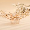 Teyglen Bridal Champagne Rhinestone Crystal Hair Comb Headband Handmade Wedding Hair Pieces for Bride Floral Headpieces Hair Accessories for Women Girls (Champagne)