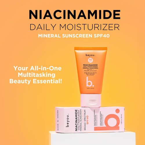 Beyou. Niacinamide Daily Moisturizer Mineral Face Sunscreen + SPF 40, 1.69 fl oz, Tinted, Plant-Based, Cruelty-Free, All Skin Types