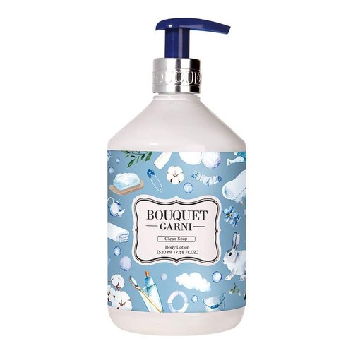 Bouquet Garni Body Lotion Clean Soap - Long Lasting Deep Moisturizing Scented Lotion - Calming Ingredients Lotus Flower Extract - Shea Butter Rich in Vitamin A, C, E - Non Sticky Texture - 17.6 Fl Oz