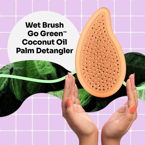 Wet Brush Go Green Palm Detangling Hair Brush Infused with Coconut Oil - Pain-Free Ultra-Soft Detangler Bristles Glide Through Tangles with Ease - Protects Against Split Ends For Wet & Dry Hair