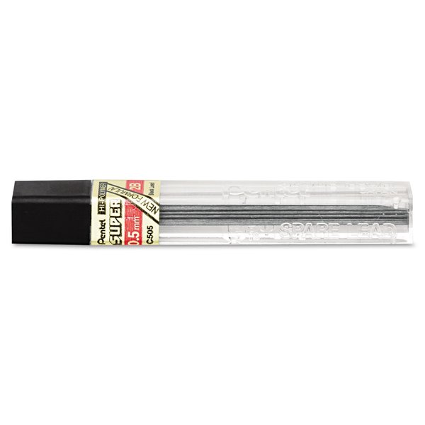 Pentel Super Hi-Polymer Lead Refill, 0.5mm, Fine, 2B, 144 Pieces of Lead (C505-2B),Gray