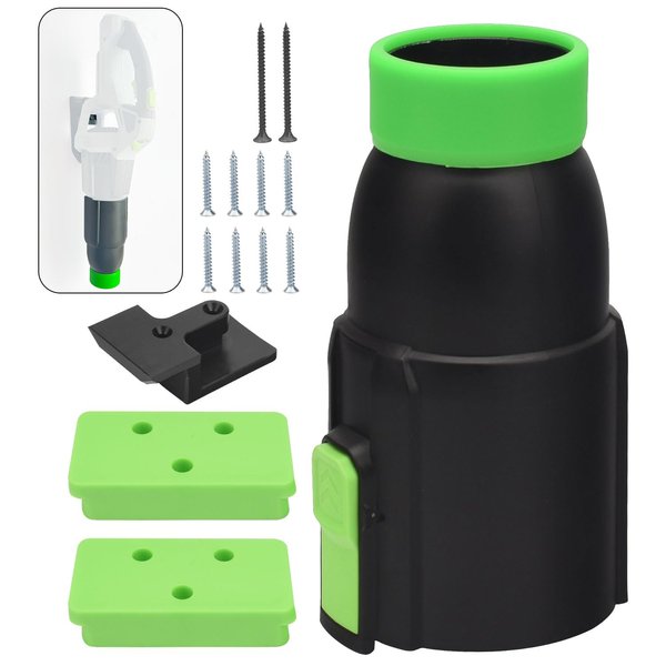LIZEWEI Car Drying Nozzle for EGO Power+ Leaf Blowers 530 575 580 615 650 765, Contain 1 Blower Wall Mount & 2 Mounts Battery Holders & Install Screw & Green Soft Silicone Band - 8 Inch