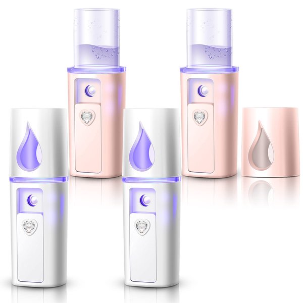 Hortsun 8 Pieces Handheld Personal Diffuser Portable Diffuser for Essential Oils Aromatherapy Diffuser Pocket Size for Desk Office Travel Car with USB Cable, White and Pink