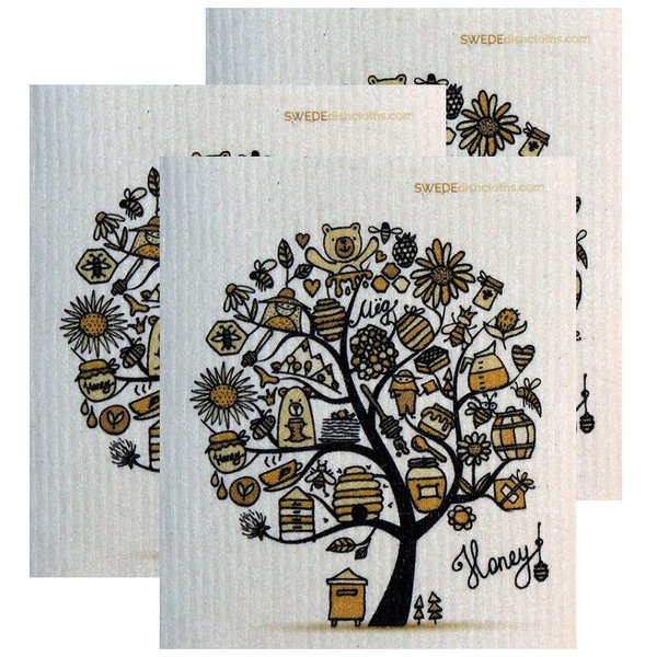 HoneyTree Set of 3 each Swedish Dishcloths | ECO Friendly Absorbent Cleaning Cloth | Reusable Cleaning Wipes