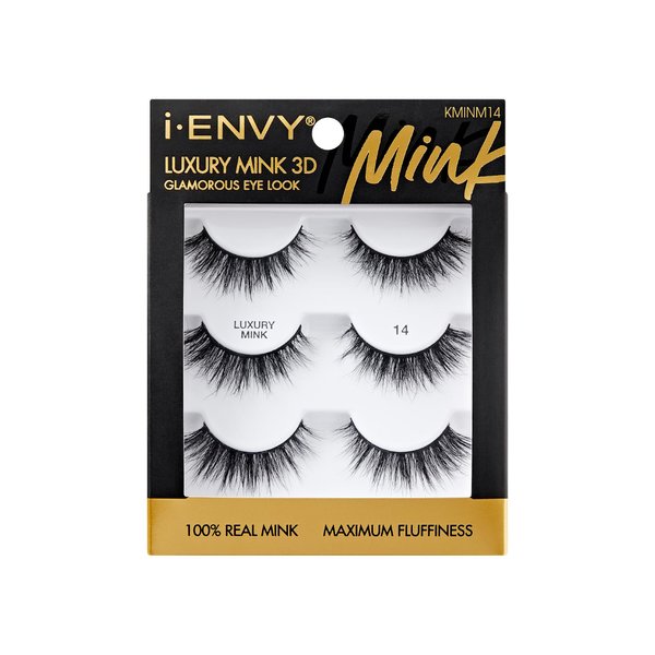 i-ENVY False Lashes, Mink 3D Lashes Value Pack Real Mink Maximum Fluffy Wispy Luxury Glamorous Natural Look Reusable Eyelashes (14)