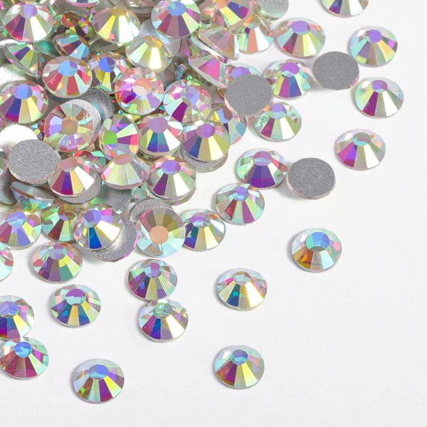 Beadsland 2880pcs Flat Back Crystal Rhinestones Round Gems for Nail Art and Craft Glue Fix, Crystal AB,SS10,2.7-2.9mm