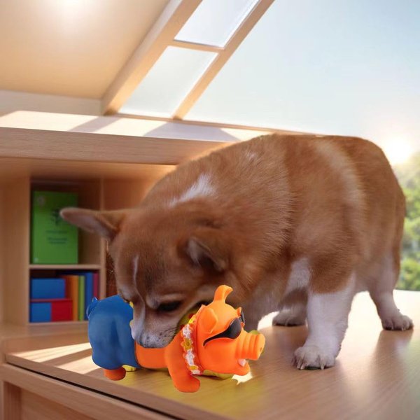 fatdaa Pig Dog Toy – Squeaky Pig Toy for Playful Pups， Orange Swimming Pig