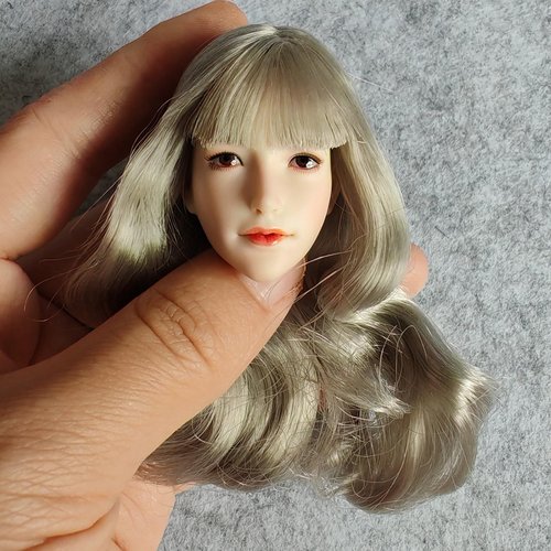 SSbeauty M 1/6 Scale Female Head Sculpt Pale Skin Silver Hair Girl Head Carved for 12inch Action Figure Body Doll