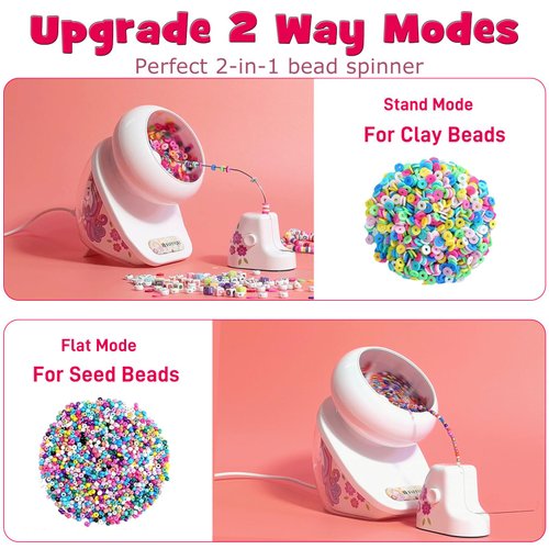 DAFENCHI Bead Spinner with Unicorn Pattern, Clay Bead Spinner for Jewelry Making, Electric Bead Spinner for Making Friendship Bracelets, Bracelet Maker for Clay Beads & Seed Beads, Gift Idea for Girls