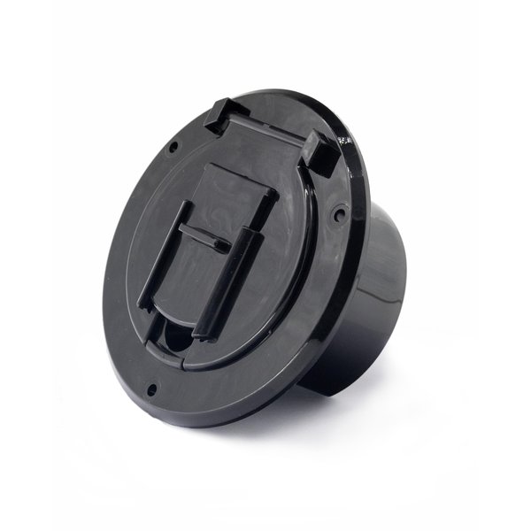 X-Haibei RV Trailer Camper Electric Power Cord Cable Hatch Round Fits 2-3/4 inches Dia. Hole Flip Up Cover (Black)
