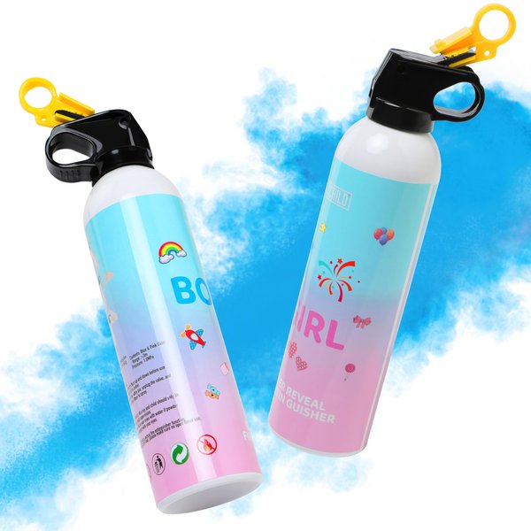 Gender Reveal Fire Extinguisher, 2 Pcs Blue Blaster Only for Baby Boy with 100% Biodegradable Party Supplies - For Memorable Baby Gender Reveal Decorations & Ideas