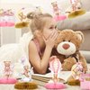 Demissle 12 Pcs Bear Baby Shower Party Honeycomb Centerpieces Table Decorations Pink Bear Balloon Centerpieces for Tables Bear Paper Cutouts for Baby Shower Kids Birthday Party Supplies