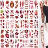 Day of the Dead Tattoos for Halloween Decorations Wound Blood Scar Temporary Tattoos Halloween Party Supplies 40 sheets Body Art Stickers Fake Tattoos for Boys Girls Women Men Cosplay Makeup Props