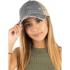 Funky Junque Distressed Trucker Hat - Washed Grey/Beige Mesh