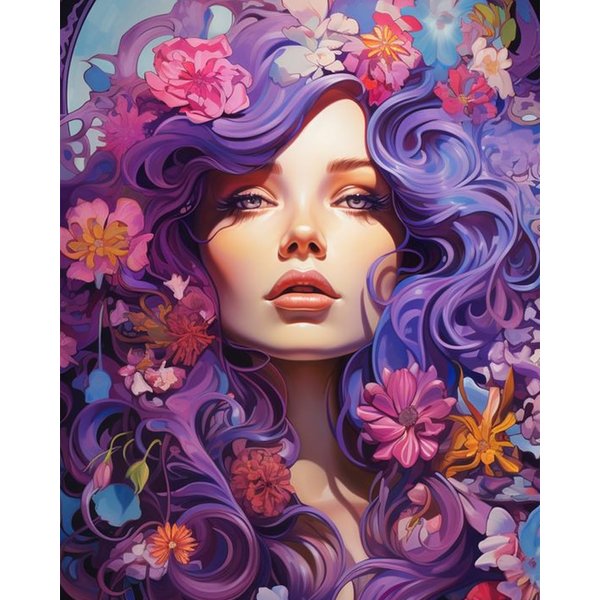 MBNTJHT Paint by Numbers Kit for Adults,Flower & Girl Paint by Number for Beginners,Unframed Oil Painting Kits for Home Wall Decor 16 X 20 Inch