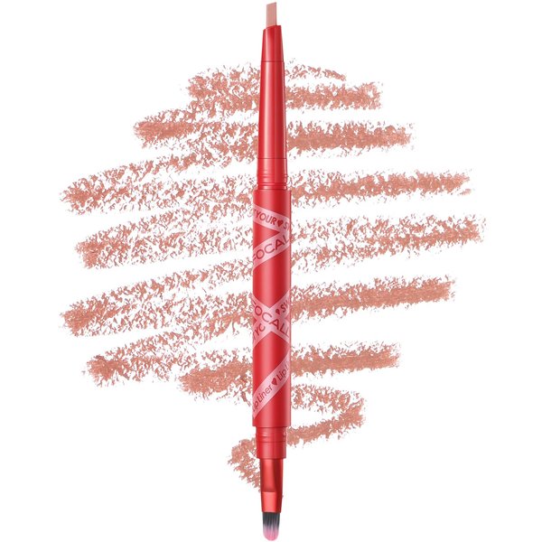 FOCALLURE NOT YOUR Sweetheart Lip Liner, Duo-head Lip Liner Pencil with Brush, Ultra Fine Lip Pencil, Smooth, Define, Shape & Fill Lips, #01 TASTE ME