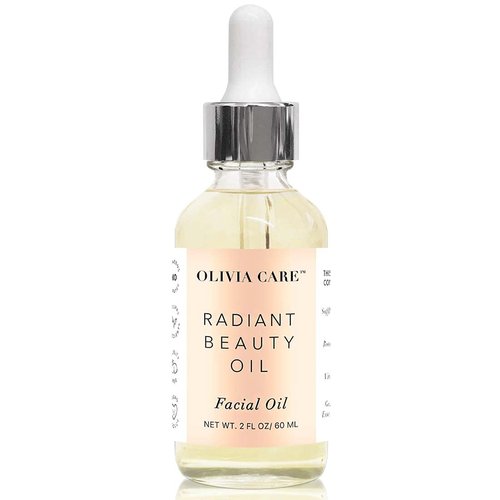 Olivia Care Facial Oil Infused with Argan, Safflower, Vitamin E & Geranium Essential Oil - All Natural - Hydrating, Anti-aging & Antioxidants - Remove Wrinkles & Clear Pores - 2 FL OZ