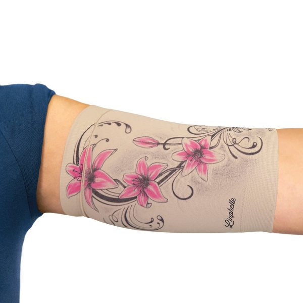 Linphelle Coverpicc - Upper Arm Cover for Picc Line, Soft Microfiber Arm Sleeve, Ideal for Picc Line, Glucose Sensor, Tattoo or Wounds, Hibiscus, Size Small