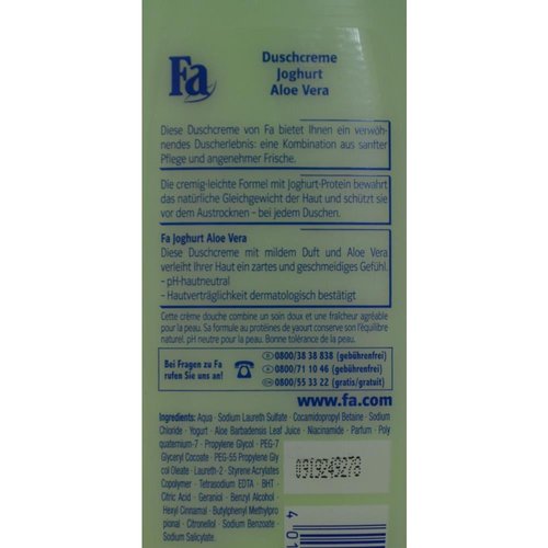 Fa, Yogurt Aloe Vera Shower Gel, 8.45 Fl Oz