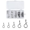 Alwonder 150PCS/Box Fly Fishing Snap, 5 Sizes Stainless Steel Quick Change Lure Snaps No Knot Snap Quick Snap Fast Snap Lure Connector for Jigs Lures Fishing Clips Swivels Fishing Tackle