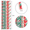 250 Pieces Christmas Paper Straws, 10 Patterns Disposable Mixed Stripe Holiday Paper Straws for Christmas Party Favors