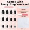 Bellelfin 360Pcs Short Press on Nails, Glossy Short Oval Fake Nails Black Acrylic Press on Nail Oval Press on False Nails with Glue and 5 Sheets Jelly Tabs for Women Girls Fingernails Artificial