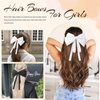 2Pcs Big Satin Hair Bows for Women Girls 10 Inch Barrette Hair Clip Long Black Silk Ribbon bride Wedding Bows French Style Hair Accessories (Black+White-C)
