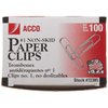 ACCO Brands 72385 Nonskid Economy Paper Clips, Steel Wire, No. 1, Silver, 100/Box, (ACC72385) (Pack of 10)