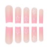 Foccna Artificail Extra Long Press on Nails, Gradient Pink Fake Nails Square Acrylic Pink Full Cover False Nails with Design Nail Tips for Women&Girls, 24PCS