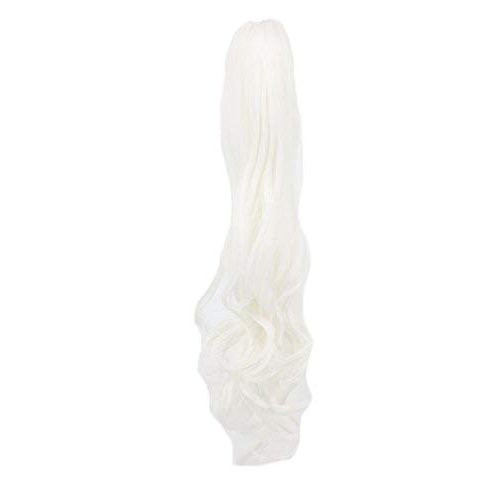 yuehong Long Wavy 21" Colorful Clip In/On Hair Extensions Piece Curly Claw Ponytail wig (White)