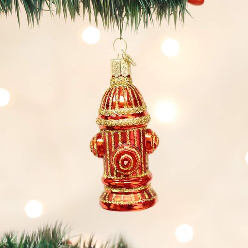 Old World Christmas Ornaments: Fire Hydrant Glass Blown Ornaments for Christmas Tree (36038)