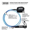 XM SURF MORE Premium Surfboard Leash, 5ft, Made in USA, Ultra Comp Cord Thickness (0.200in Thick), Key Pocket, Unbreakable Swivels, Detachable Railsaver, Lime Leash, Black Strap