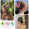 Flower Hair Clips, Hawaiian Plumeria Hair Clips for Thin Hair, Preppy Flower Claw Clip, Hawaii Hair Accessories for Thick Hair, 6 Pack Big Cute Hair Clips for Women Girls
