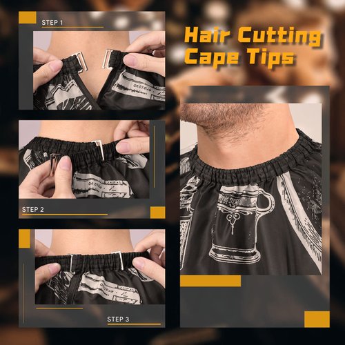 Yinke Barber Cape and Neck Duster Brush with Storage Bag, Professional Waterproof Salon Hair Cutting Cape with Adjustable Snap Closure for Adults Kids, 47 x 55 inches (Salon Print)