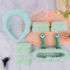 ACO-UINT 6Pcs Green Spa Headbands and Wrist Washbands Set, Skincare Headbands Snail Face Wash Headband Makeup Headband, Terry Cloth Headbands Face Towel Wristbands Puffy Hair Band for Washing Face