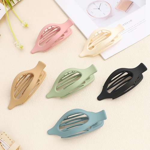 CHANDAT Flat Hair Clips 6 pcs Lay Down Claw Clips French Concord Hair Clips for Thick Hair Alligator Hair Clips for Thin Hair Duck Bill Hair Barrettes Hair Accessories for Women - Light