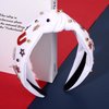 mokkia 4th of July Headband for Women American Flag Star Knotted Headbands Red White and Blue Rhinestone Crystal Top Knot Headbands Patriotic 4th of July Accessories Party Favors (Letter USA 7)