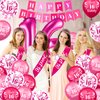 16th Birthday Decorations for Girls, Pink Sweet 16 Birthday Decorations Hot Pink Happy Birthday Banner Number 16 Foil Balloons Sash and Crown Cake Topper for Girls Sixteen Birthday Party Supplies