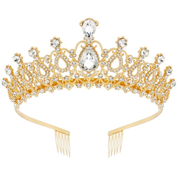 COCIDE Gold Tiaras and Crowns for Women Rhinestone Birthday Headband Princess Tiaras for Girls Hair Accessories Jewelry for Bridal Wedding Prom Christmas Xmas Halloween Birthday Party