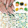 7 Sheets St Patricks Day Nail Stickers 3D Shamrock Nail Decals Green Irish Clover Nail Supplies Lucky Leaf Gold Hat Letters Nail Art Design for Women Girls Manicure St. Patrick's Day Nail Decoration
