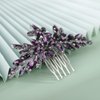 Kercisbeauty Wedding Bridal Purple Crystal Vintage Gold Hair Comb for Women Girls Ladies Special Occasion Dressy Handmade Hair Jewelry (Violet)